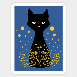 Black cat behind ferns Sticker